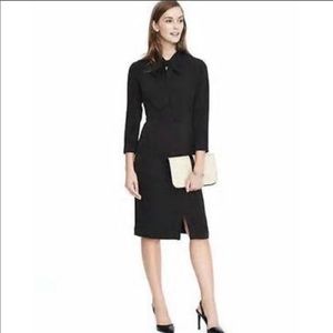 Banana Republic black long sleeve tie neck dress